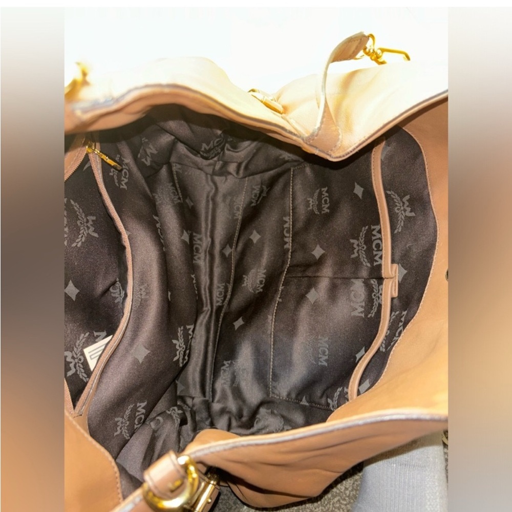 MCM cognac /brown viscose and leather hobo bag - Picture 12 of 17